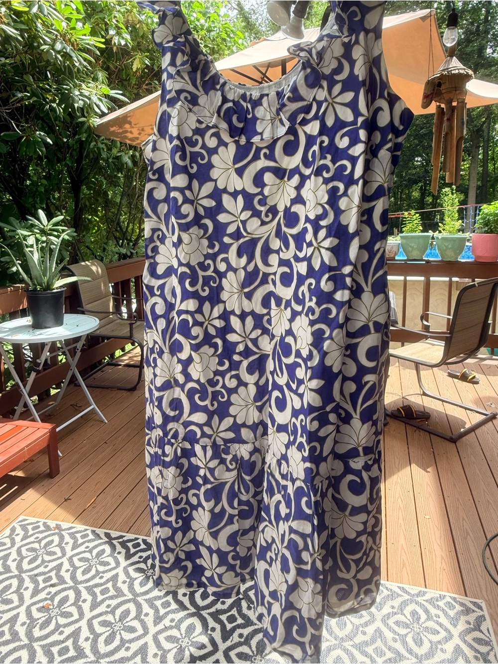 Boden Navy & White Floral Midi Dress - Picture 4 of 8
